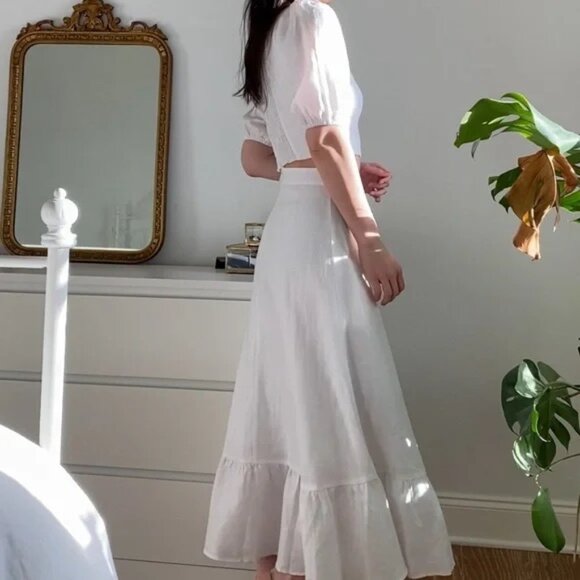 NWT Reformation Yucca Linen Two Piece Skirt Set White Size 0 - Picture 3 of 16